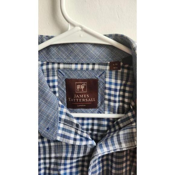 James Tattersall Shirt Mens Large Plaid Button Down Long Sleeve Classic Dress Sh - Picture 4 of 5
